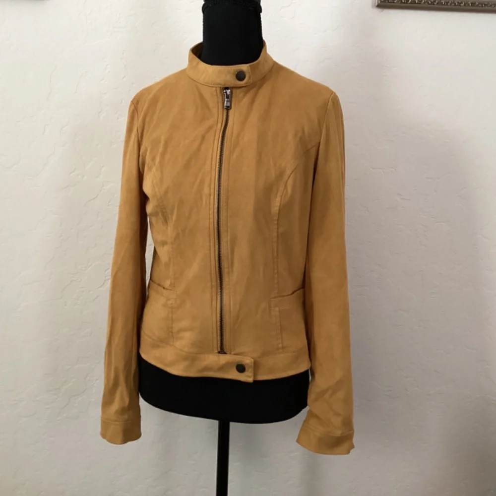 Coffee Shop New York, NWOT, sz S, faux suede, mustard yellow moto jacket - Picture 4 of 10